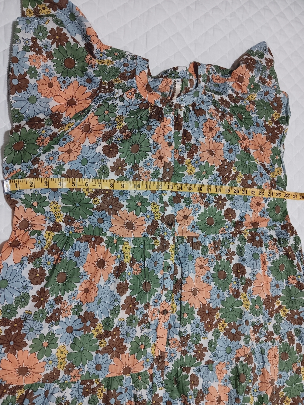 Floral Tiered Sundress in Peach, Sage & Sky Blue - Picture 6 of 9